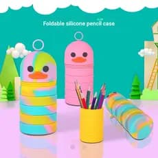 [Fun Play Department Store] Estojo de Silicone dobrável porta caneta retrátil descompressão caixa de papelaria imprensa