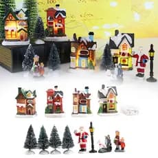 12 Pçs/set Enfeites De Natal Casa Luminosa Decoração De Pequena Terno De Papai Noel Decorações De Presente Para