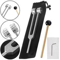 1 Conjunto De Diapasão De 128 Hz , Com Pesos Fixos , Liga De Alumínio Para Meditação De Cura Sonora Martelo De Bolsa E P