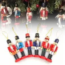 6 Pçs Árvore De Natal Quebra-Nozes De Madeira Soldado Pingente Personalizado Pendurado Decoração Casa Ano Novo Ornamento