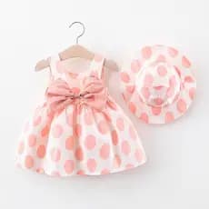 [Vestido De Menina Saia Sem Mangas Coreana De Verão Polka Dot Sleeveless Baby Suspender Coração