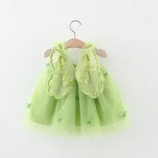 Vestido De Verão Para Meninas Estilo Moda Coreana Asas De Desenho Animado Saia De Suspender Bebê Fofo De Férias Sem Manga