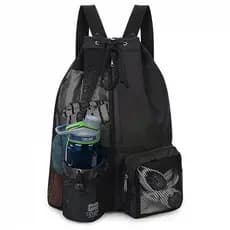 Bolsa De Natação De Malha Grande Com Fecho De Cordão Compartimento Seco E Molhado Nylon Praia Academia Equipamento Espor