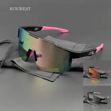 Óculos De Sol Sem Aro Para Ciclismo , Revestimento REVO , Lentes UV400 , Esportivos Bicicleta , Homens , Mulheres , Rosa