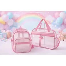 Kit Bolsa Maternidade Transparente Rosa 2 Peças – Mochila + Bolsa Bebê Moderna Grande Resistente Mamãe e Bebê