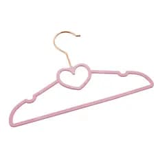 Kit 50 Cabides Veludo Rosa Gancho Rose Infantil 28cm Coração