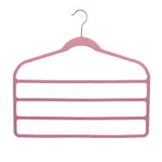 Kit 5 Cabides Veludo Rosa com gancho Rosê para 4 calças