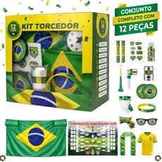 Kit torcedor Virgínia Combo 12 itens de torcida para copa do mundo 2026 Brasil