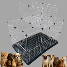 Cercadinho Pet 40x40 com Painéis Reforçados, Tapete Lavável Incluso e Montagem Modular