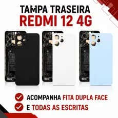Tampa Traseira para Celular Vidro Fundo Compatível Redmi 12 4G