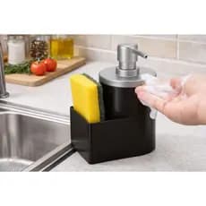Dispenser Porta Detergente e Bucha 600ml Preto Cromo Fosco Arthi