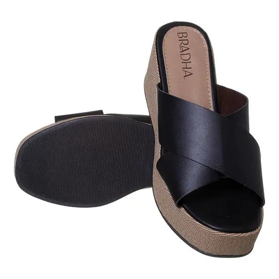 Plataforma X Flatform Sandália Tiras Cruzadas Confortável Casual Blogueira Verão 038-0007