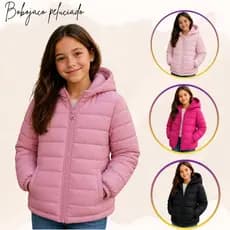 Jaqueta Infantil Feminina Puffer Peluciada Casaco Bobojaco Juvenil Com Capuz Blusa De Frio Unissex Menina Menino Inverno