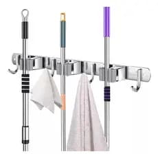 Suporte De Pendurar Vassoura Mop Rodo Pá Inox Organizador