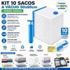 Kit 10 Saco À Vácuo 50x60cm Otimização De Espaço + Bomba