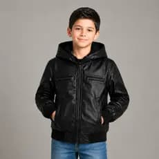 Jaqueta Infantil Couro Masculino Juvenil Peluciada Inverno