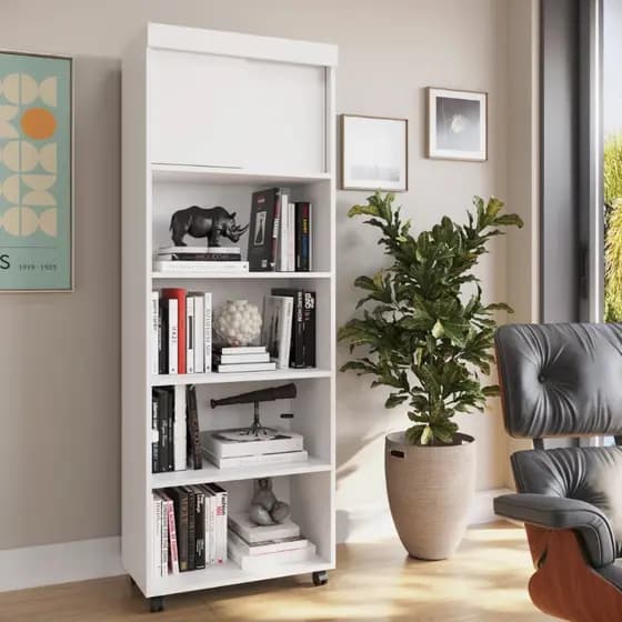 Estante Organizador Livreiro Prateleira Para Sala Quarto Escritório Londres 2 Módulos - Branco