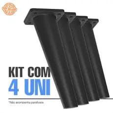 Kit com 04 Pés de Plástico Palito Retrô para móveis Mesas de Cabeceiras Bancos  Decoração Preto