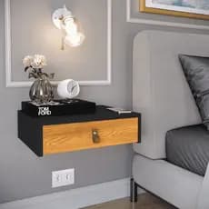 Kit 2 Mesas de Cabeceira Nicho Criado Suspenso 1 Gaveta Organizador Retro Decoração Cama Quarto