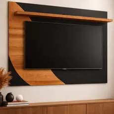 Painel para Tv até 42 Polegadas Prateleira Nicho Sala Quarto MDF Luxo Smart Rack Off White Ripado