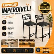 Kit 2 Banquetas Alta/Baixa Area Gourmet Oferta Relâmpago Copa do Mundo