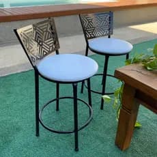 Banqueta Redonda Baixa/Alta Estrutura de Aço Perfeita para Cozinha e Espaço Gourmet