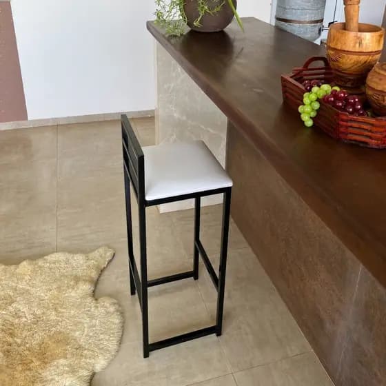 Banqueta Quadrada Alta/Baixa Estilo Industrial Aço Reforçado para Cozinha Balcão e Casa