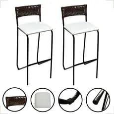 Kit 2 Banqueta Alta Trançada Junco Confortável e Reforçada para Casa, Balcão e Espaço Gourmet