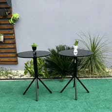 Kit 2 Mesas Redondas Bistrô Baixa/Alta Aço Forte Ideal para Cozinha e Bar Gourmet