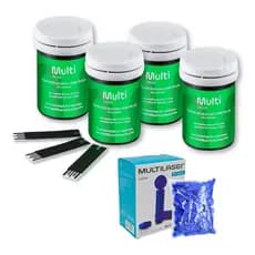 100 Tiras para Medição de Glicemia + 100 Lancetas Estéreis Descartáveis