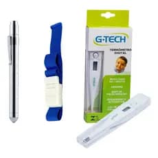 Kit Bolso Enfermagem Lanterna Clínica Termometro E Garrote