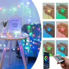 Cordão Led Pingente Corações Coloridas 100 Luz Piscante Controle App Acompanha Controladora TB1874