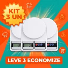 Kit 3 Balança Digital Cozinha 10kg Alta Precisão 1g Função Tara Nutrição Dieta Confeitaria Balança Eletrônica