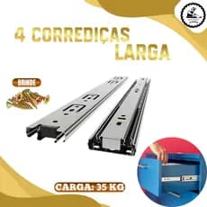 4 Corrediça Trilho Telescópica de Gaveta Armário  Móveis 30CM 35CM 40CM 45CM 50CM Larga Reforçada 2 PAR
