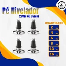 Kit Pé Sapata Niveladora Para Regulagem De Móveis Com Bucha - 21mm | 32mm Suporte