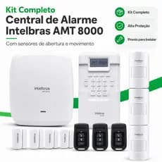 Kit Completo Central De Alarme Sem Fio Intelbras Amt 8000 Teclado Controles Sensores Pet E Abertura