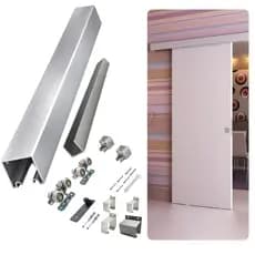 Kit Para Porta Correr 1.6Mt 2Mt Trilho Alumínio 80kg Prata
