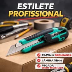Estilete Profissional Ergonômico 18mm Emborrachado Com Trava De Segurança Lote Estiletes Laminas
