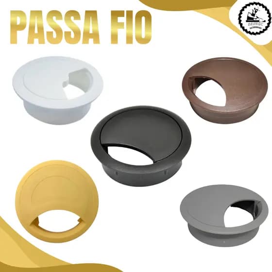 Kit 2 Passa Fio E Cabo Circular Para Mesa De Escritório Armário Móveis De Madeira 45mm Ou 59mm
