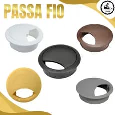 Kit 2 Passa Fio E Cabo Circular Para Mesa De Escritório Armário Móveis De Madeira 45mm Ou 59mm