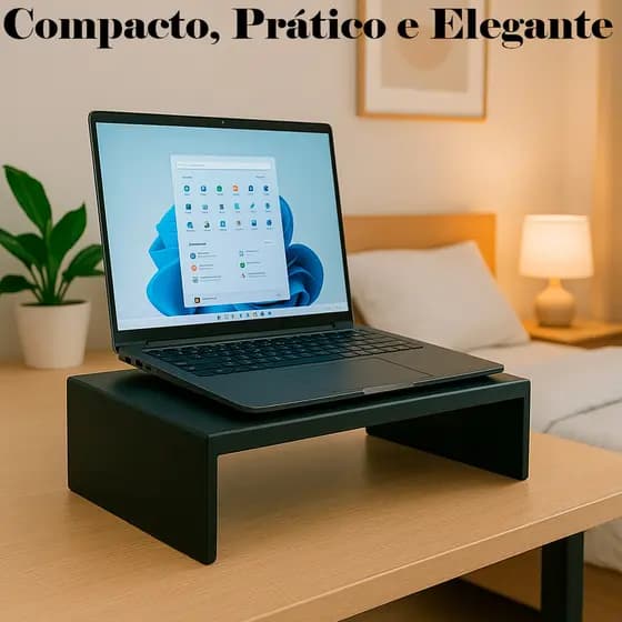 Suporte Apoio Base Notebook Preto Home Office Trabalho Estudos Mesa Escritório Aço Eletrônicos