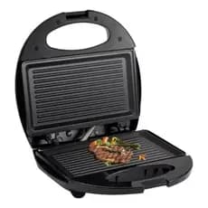 Sanduicheira Grill Antiaderente Chapa Elétrica Preta Acabamento Inox Lanches Praticidade Facilidade