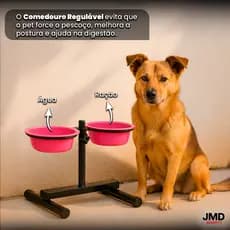 Tigelas Duplas Para Cachorro Com Suporte Regulável Ideal Para Alimentação Confortável Sem Forçar Pescoço