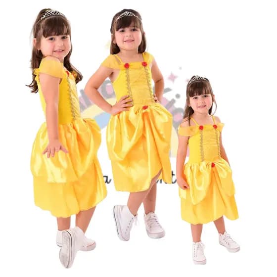 Fantasia Infantil Vestido Princesa Bela e a Fera Princesas