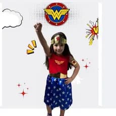 Fantasia Infantil Super Heroína Com Acessórios Maravilha
