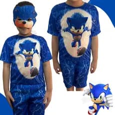 Fantasia do Sonic Infantil Roupa Menino Festas - envio rapido