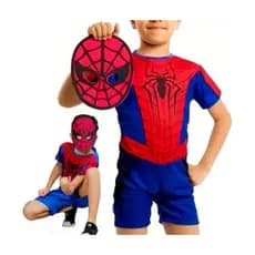 Fantasia Homem Aranha Infantil Com Máscara Spiderman 1 A 10Anos- Envio Rápido