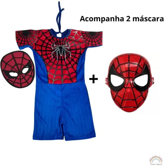 Fantasia Homem Aranha Infantil Com 2 Máscara