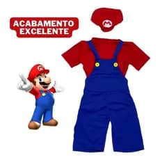 Fantasia Super Mario Bros Infantil Com Chapéu Envio Imediato