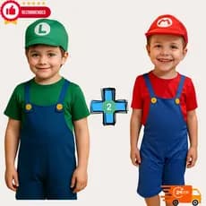Kit 2 Fantasias Mario Bros E Luigi Completa Infantil Irmãos